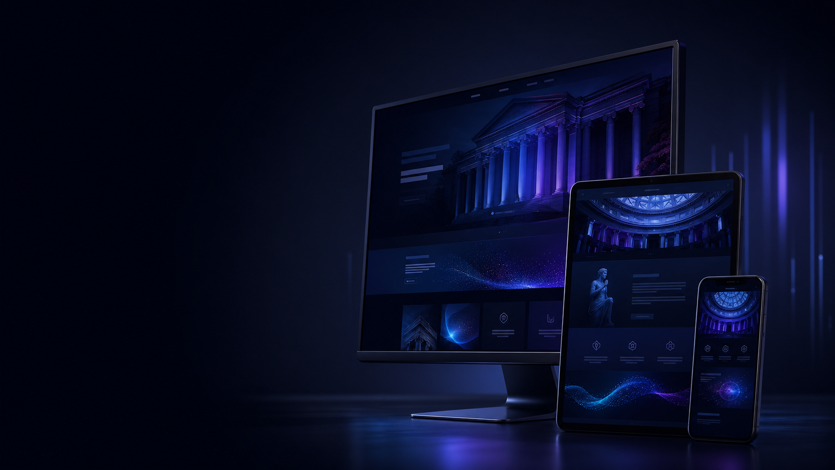 Interfaces de sites modernos em diferentes dispositivos